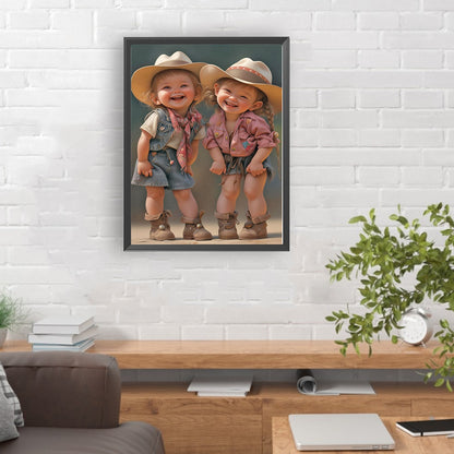 Little Girl And Animals - Full Round Drill Diamond Painting 30*40CM