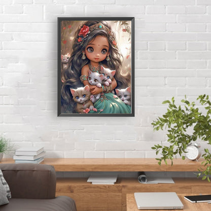 Little Girl And Animals - Full Round Drill Diamond Painting 30*40CM