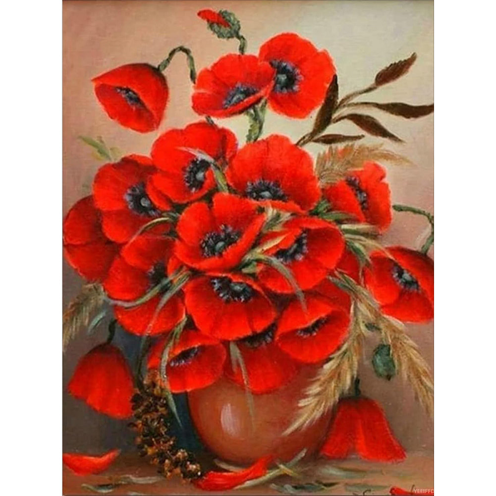 Poppy Bouquet - Full Round Drill Diamond Painting 30*40CM