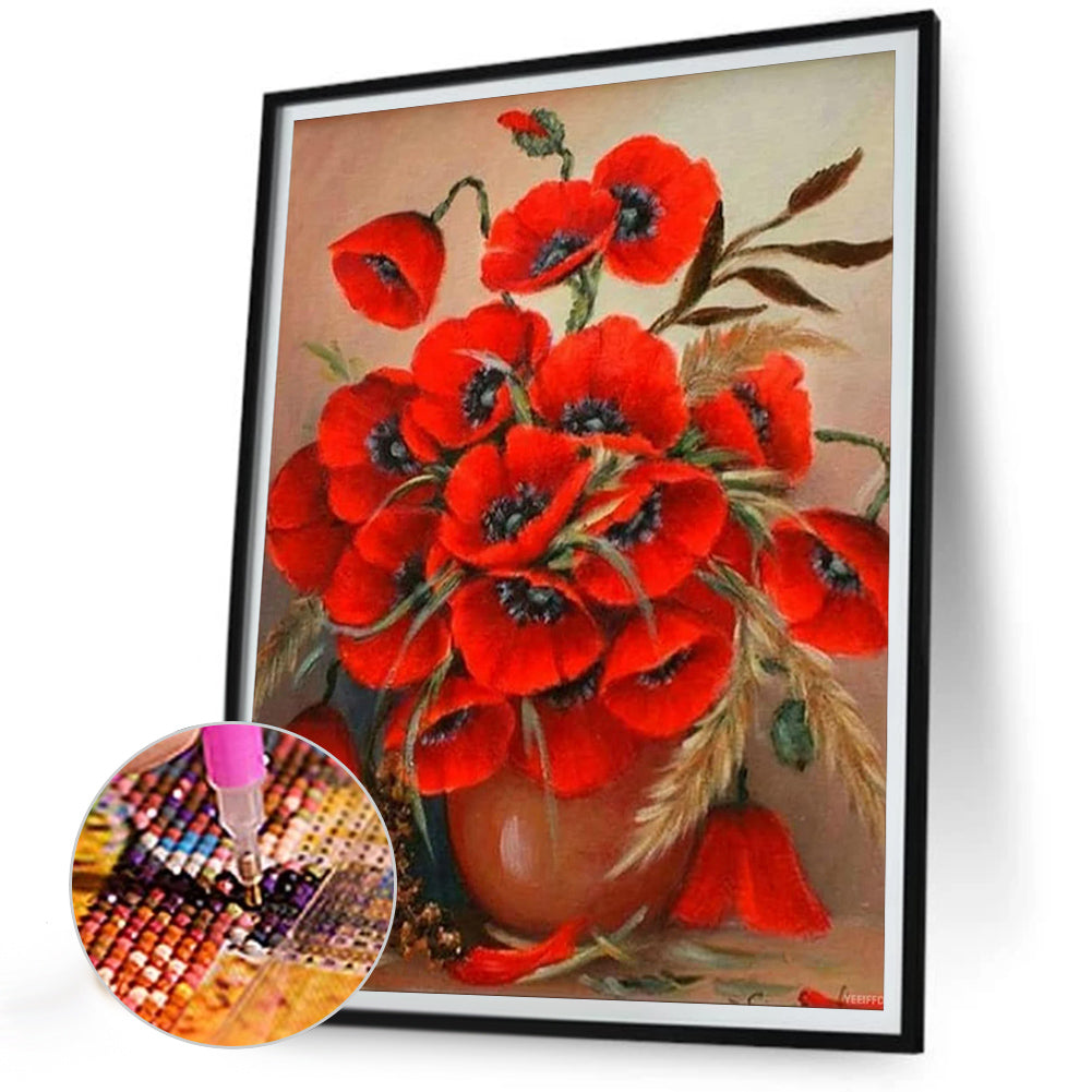 Poppy Bouquet - Full Round Drill Diamond Painting 30*40CM