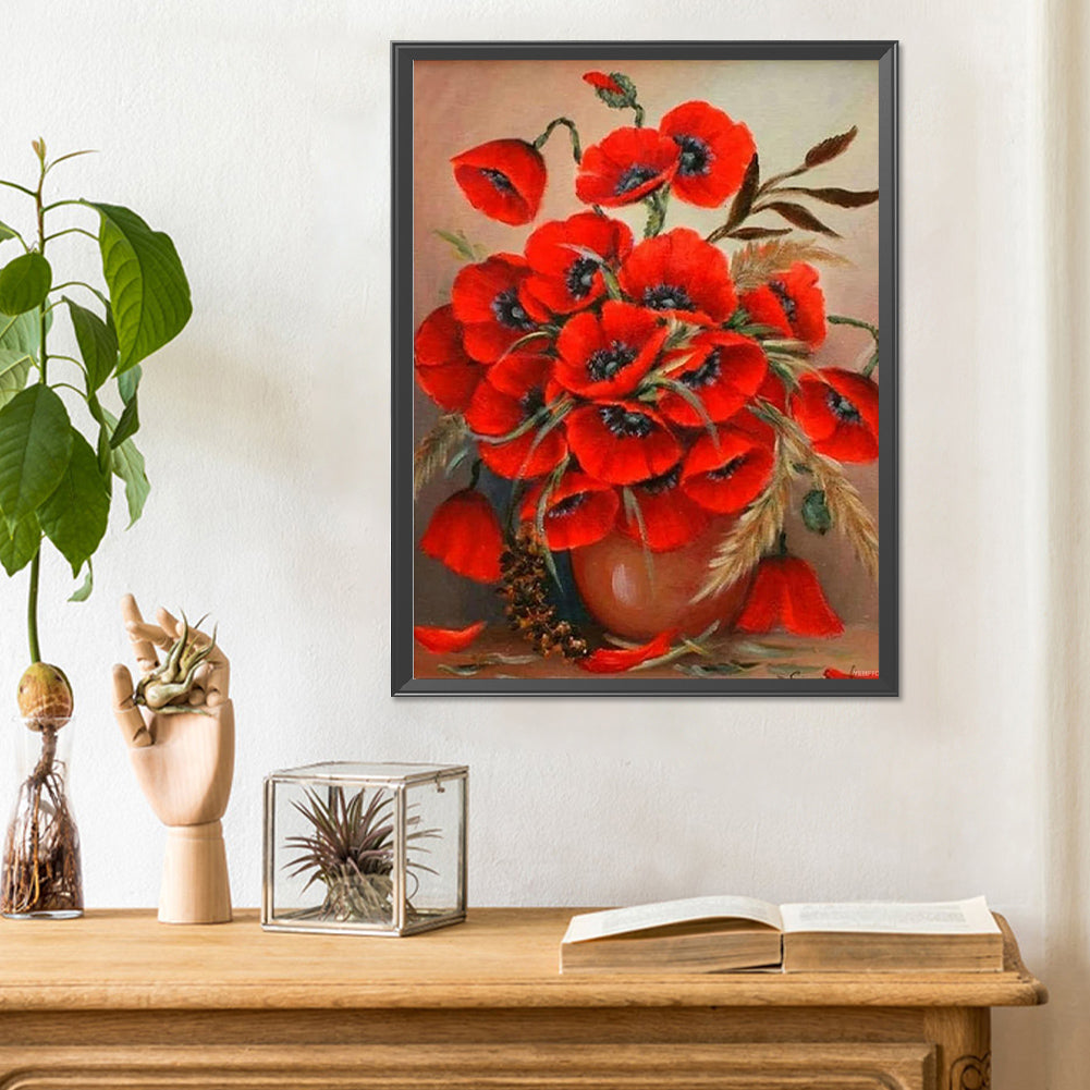Poppy Bouquet - Full Round Drill Diamond Painting 30*40CM