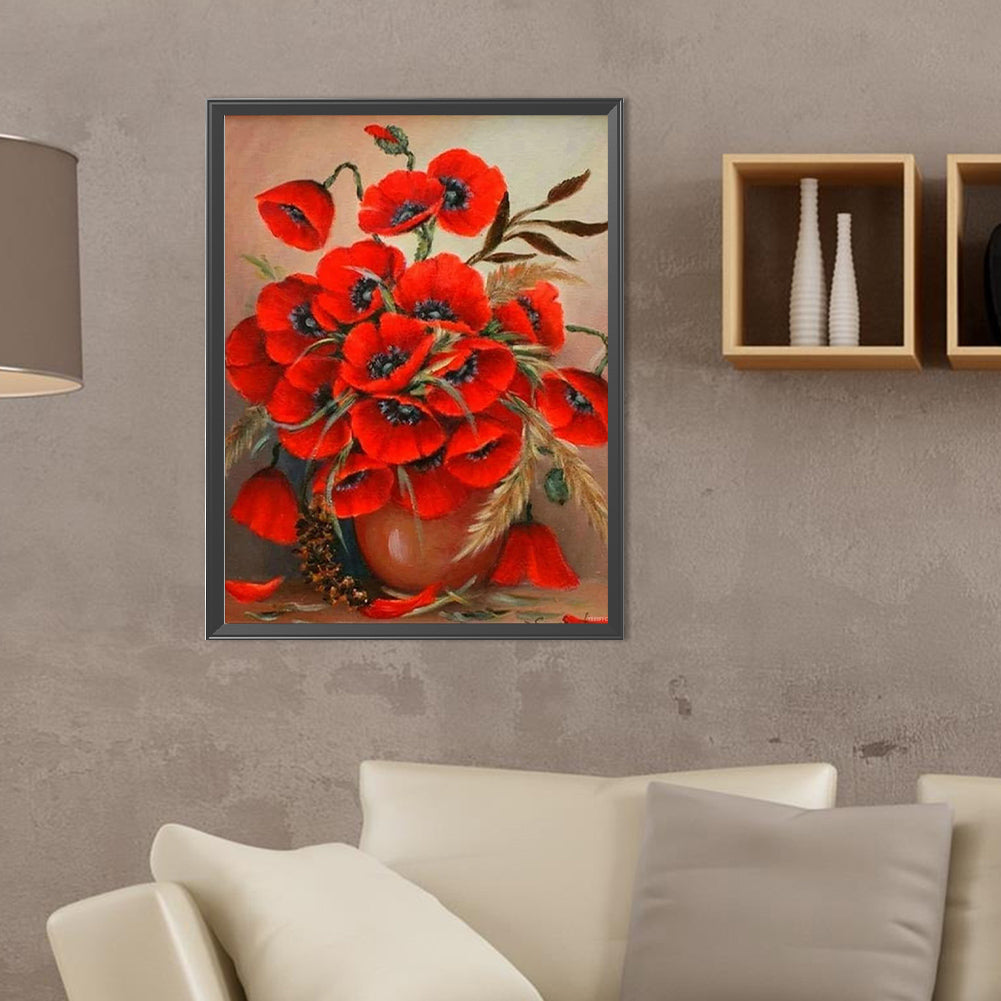 Poppy Bouquet - Full Round Drill Diamond Painting 30*40CM