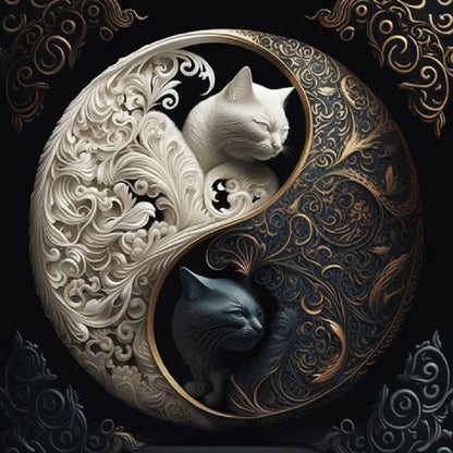 Yin Yang Tai Chi Cat - Full Round Drill Diamond Painting 30*30CM