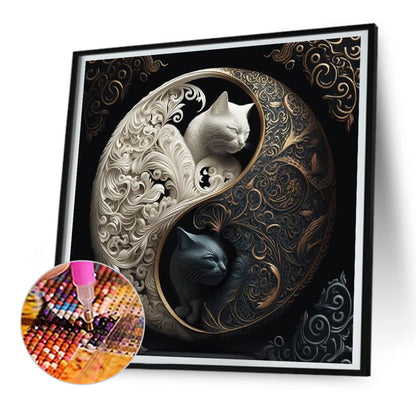 Yin Yang Tai Chi Cat - Full Round Drill Diamond Painting 30*30CM