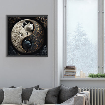 Yin Yang Tai Chi Cat - Full Round Drill Diamond Painting 30*30CM