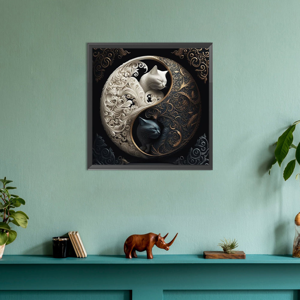 Yin Yang Tai Chi Cat - Full Round Drill Diamond Painting 30*30CM