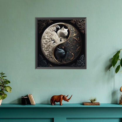 Yin Yang Tai Chi Cat - Full Round Drill Diamond Painting 30*30CM