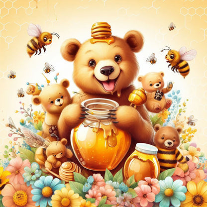 Bear And Honey - Full Round Drill Diamond Painting 30*30CM