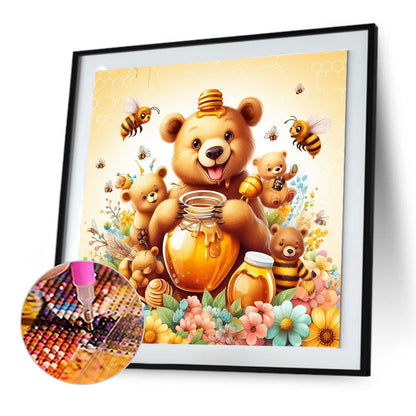 Bear And Honey - Full Round Drill Diamond Painting 30*30CM