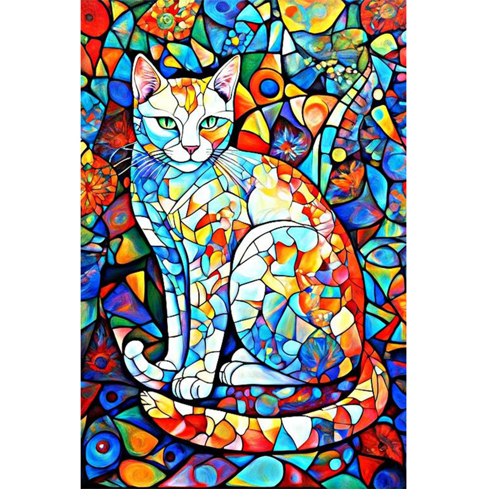 Glassy Cat - Full Round Drill Diamond Painting 40*60CM