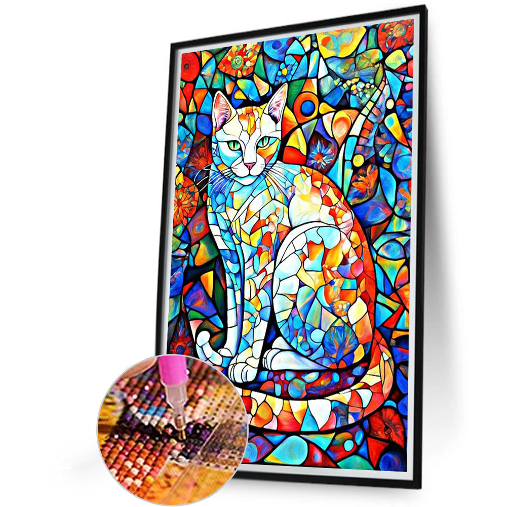 Glassy Cat - Full Round Drill Diamond Painting 40*60CM