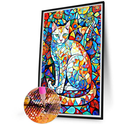 Glassy Cat - Full Round Drill Diamond Painting 40*60CM