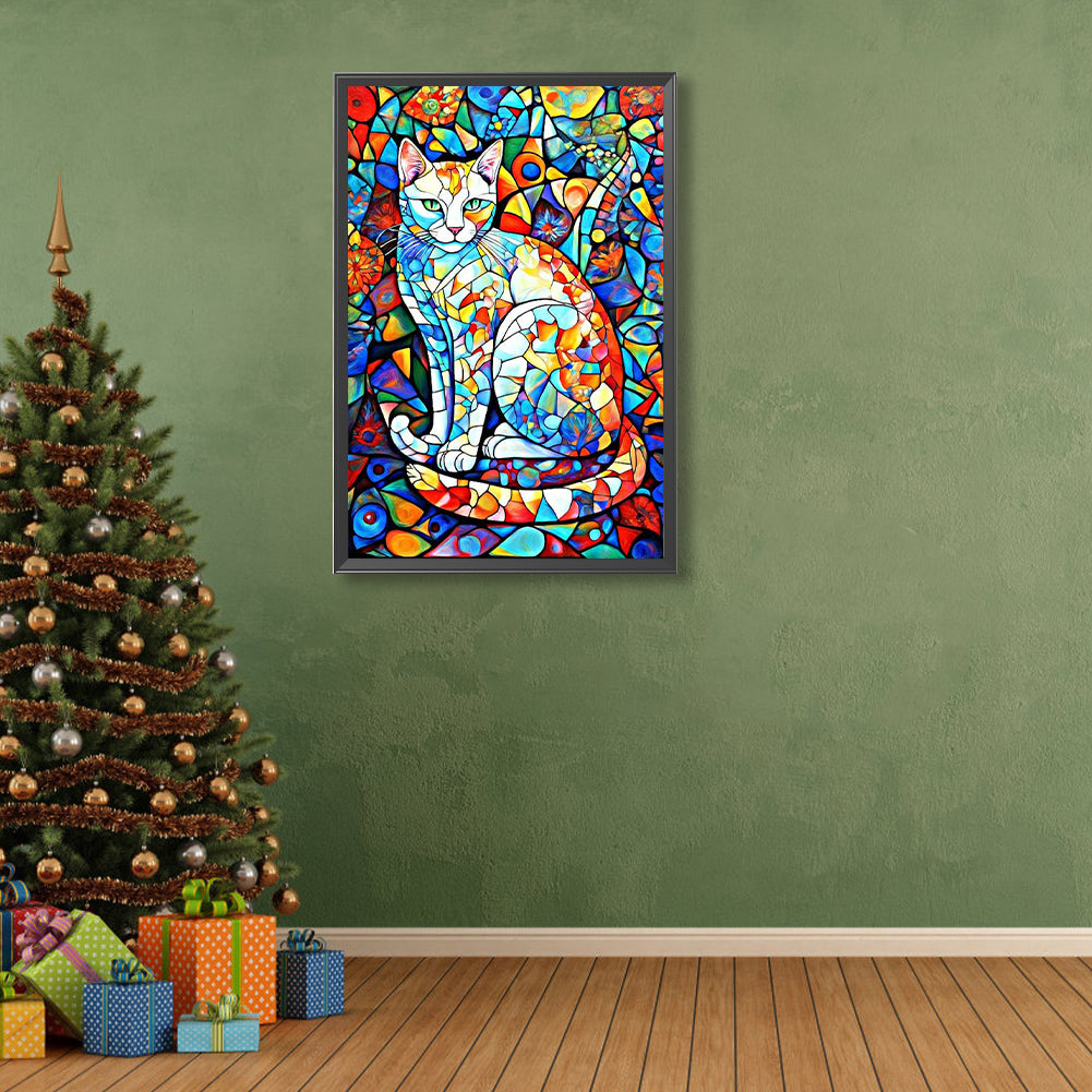 Glassy Cat - Full Round Drill Diamond Painting 40*60CM