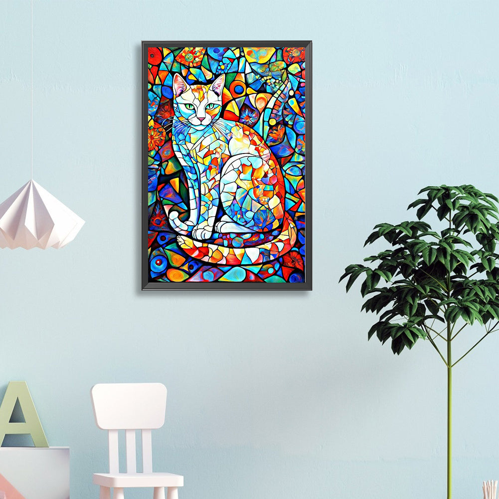 Glassy Cat - Full Round Drill Diamond Painting 40*60CM