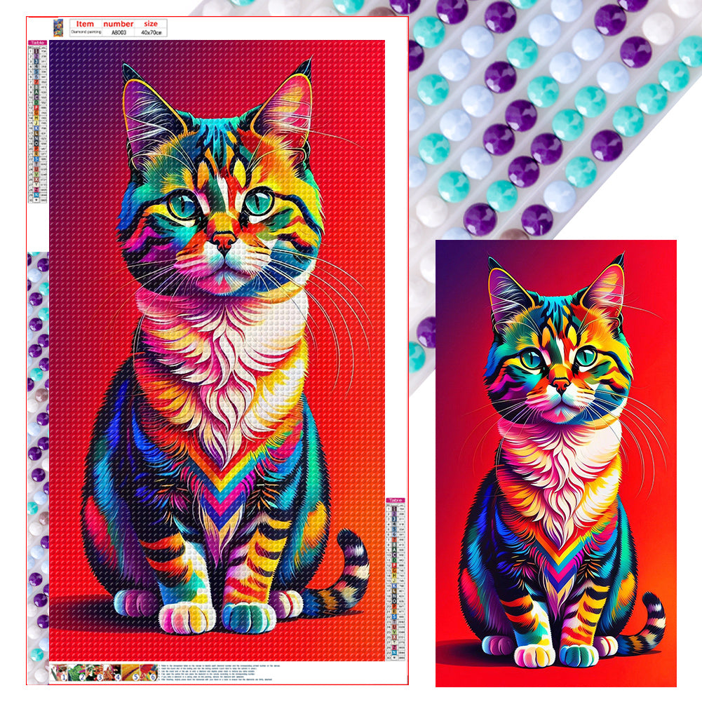 Cat - Full Round Drill Diamond Painting 40*70CM