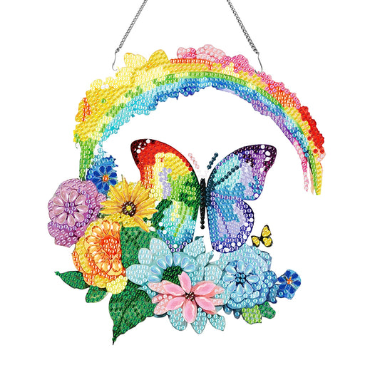 Single-Sided Diamond Painting Hanging Pendant for Home Decor(Colorful Butterfly)