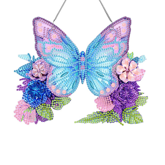 Single-Sided Diamond Painting Hanging Pendant for Home Decor(Colorful Butterfly)