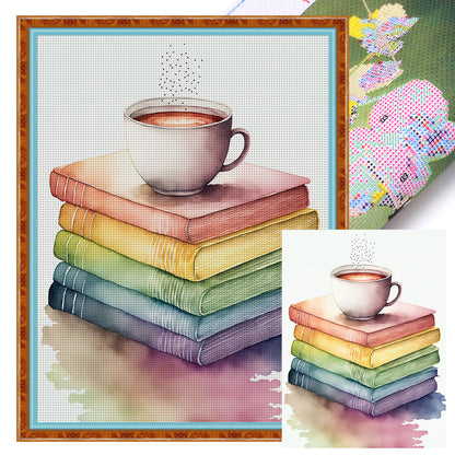 Magic Book Coffee - 11CT Stamped Cross Stitch 50*65CM