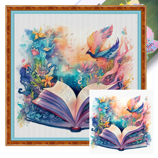 Magic Book Flowers And Birds - 11CT Stamped Cross Stitch 60*60CM