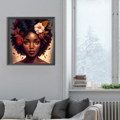 Black Girl - Full Round Drill Diamond Painting 30*30CM