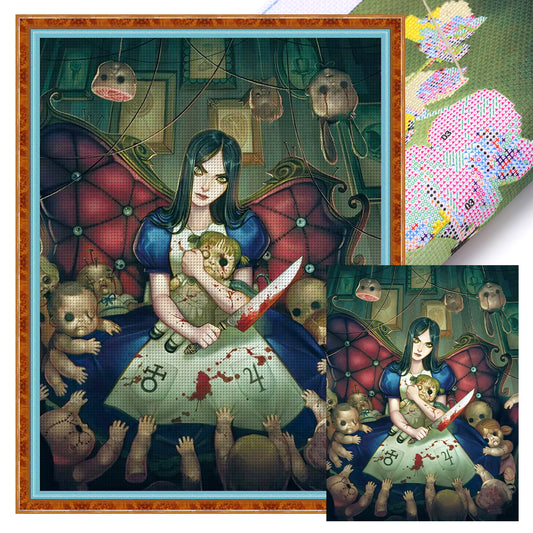 Horror Doll Girl - 11CT Stamped Cross Stitch 40*56CM