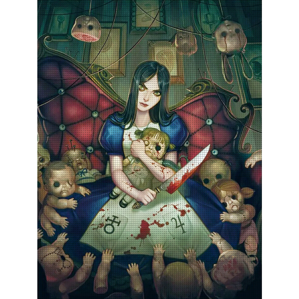 Horror Doll Girl - 11CT Stamped Cross Stitch 40*56CM