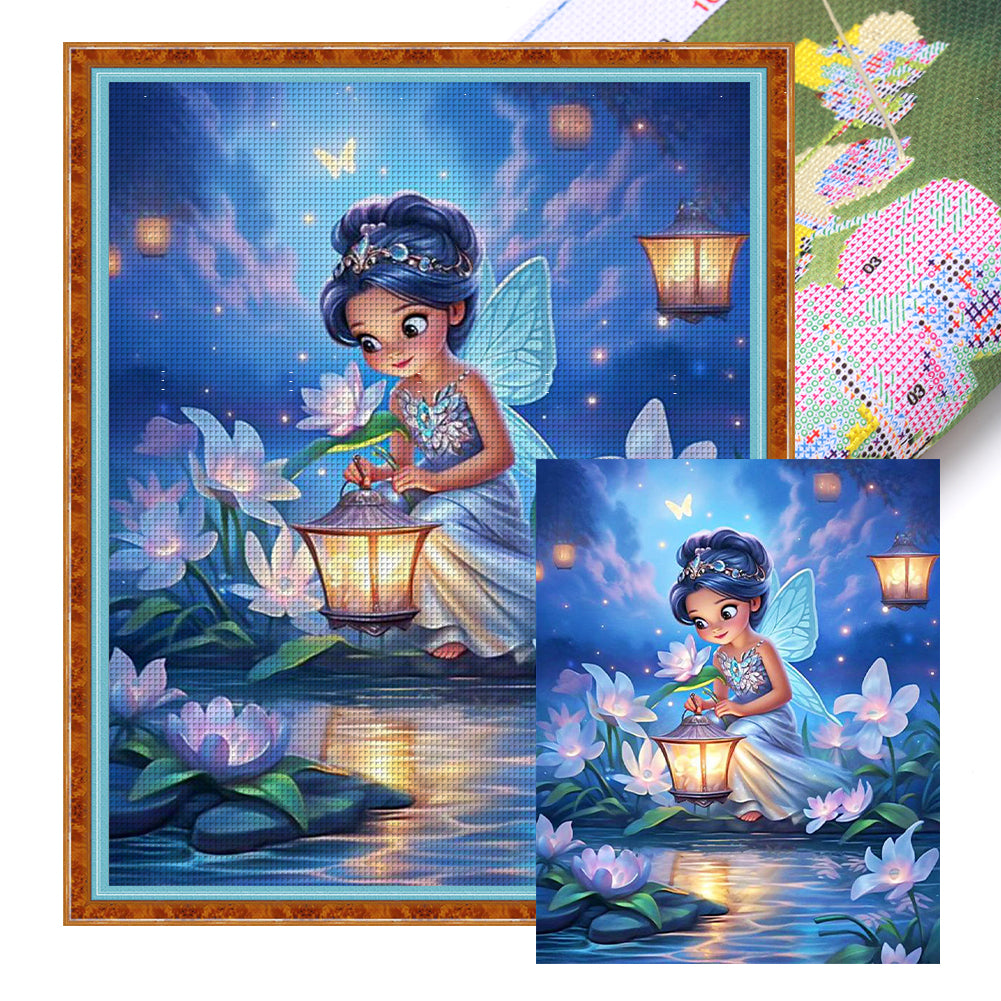 Lantern Butterfly Girl - 11CT Stamped Cross Stitch 50*60CM