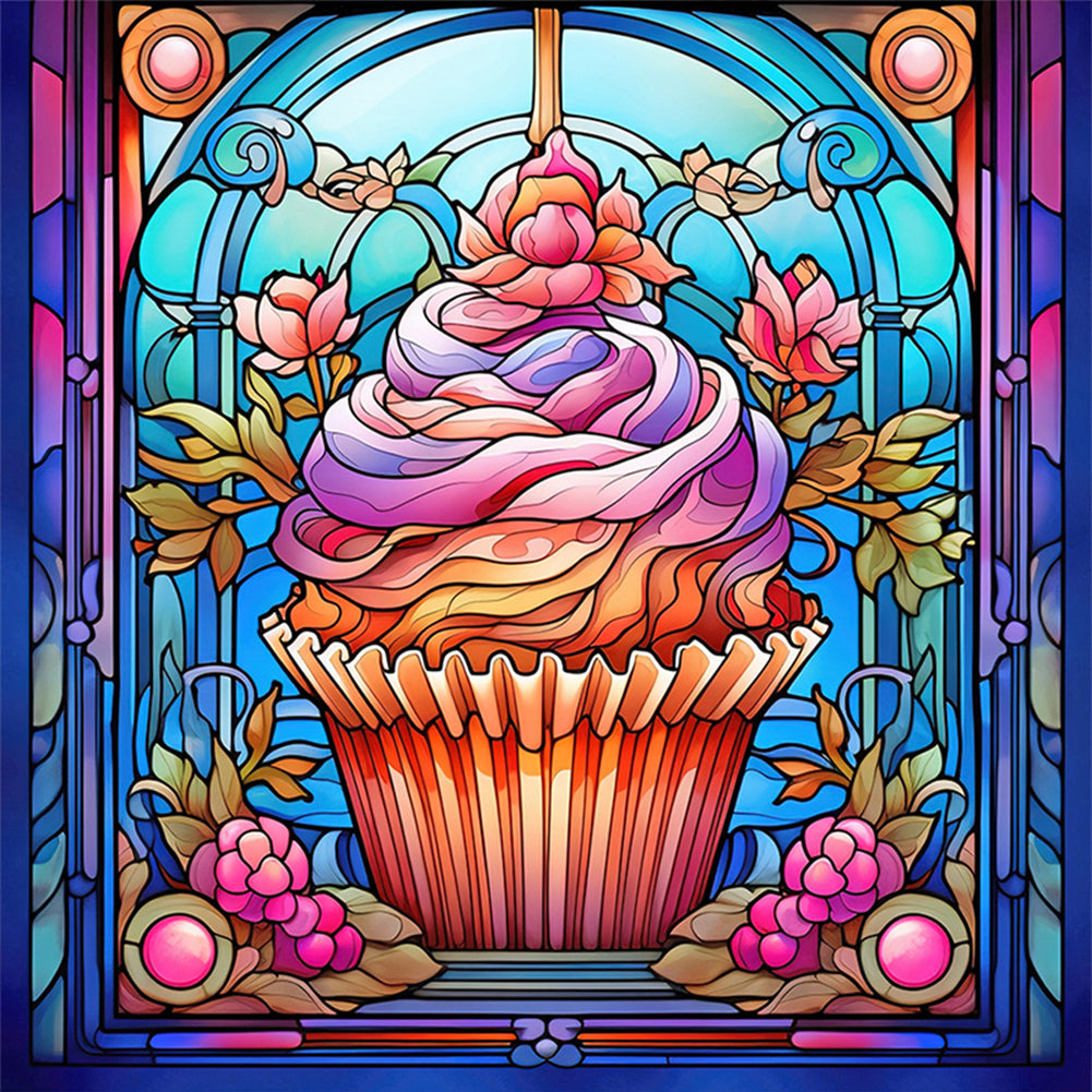 Glass Painting-Tea Cup Cake - 11CT Stamped Cross Stitch 40*40CM