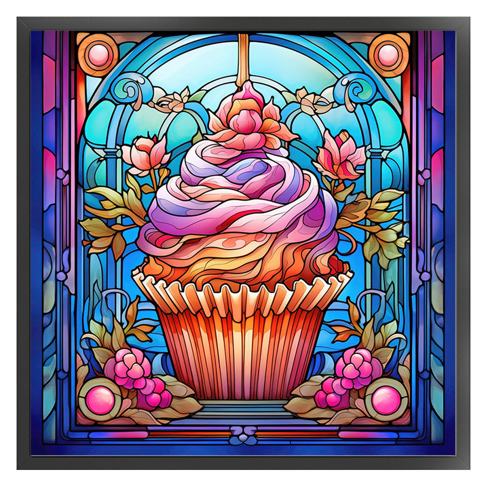 Glass Painting-Tea Cup Cake - 11CT Stamped Cross Stitch 40*40CM