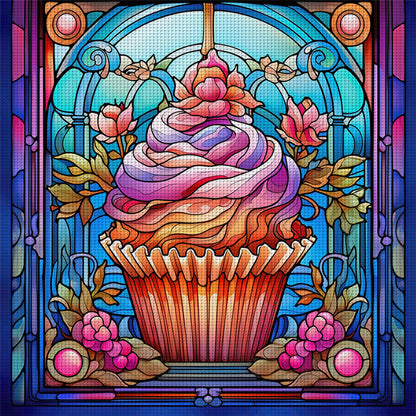 Glass Painting-Tea Cup Cake - 11CT Stamped Cross Stitch 40*40CM