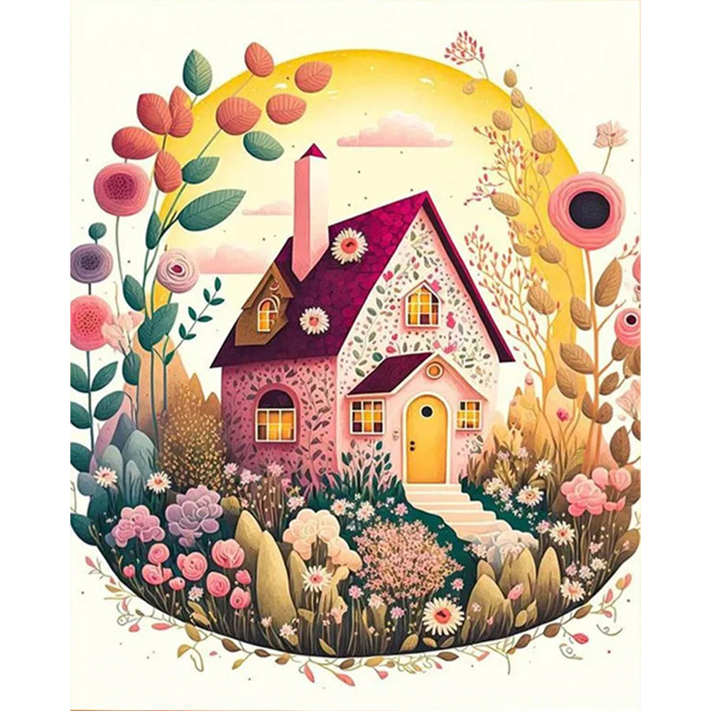 Flower House - 16CT Stamped Cross Stitch 40*50CM