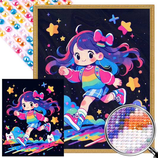 Running Girl - Full AB Round Drill Diamond Painting 40*50CM