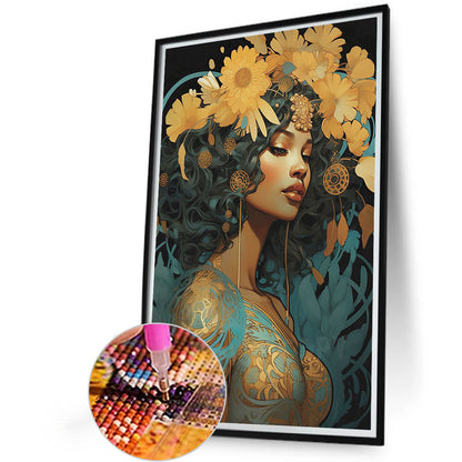 Flowers And Elegant Girls - Full AB Round Drill Diamond Painting 40*60CM