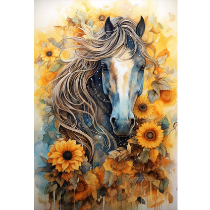 Sunflowers And Horses - 11CT Stamped Cross Stitch 40*60CM