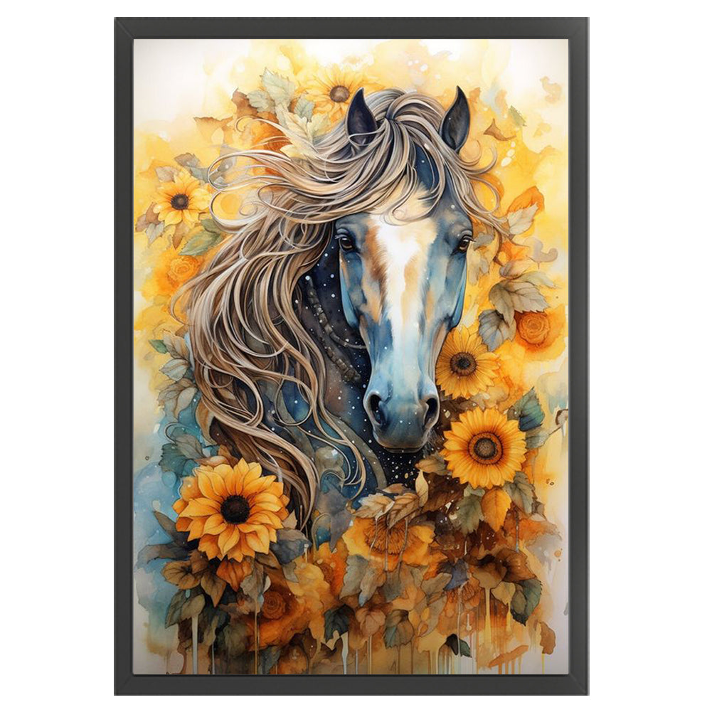 Sunflowers And Horses - 11CT Stamped Cross Stitch 40*60CM