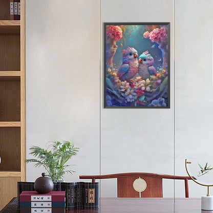 A Pair Of Colorful Lovebirds - Full AB Round Drill Diamond Painting 40*55CM