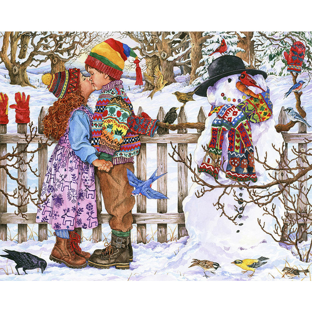 Kiss In The Snow - Full AB Round Drill Diamond Painting 50*40CM