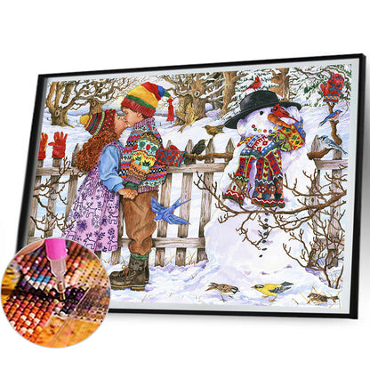 Kiss In The Snow - Full AB Round Drill Diamond Painting 50*40CM