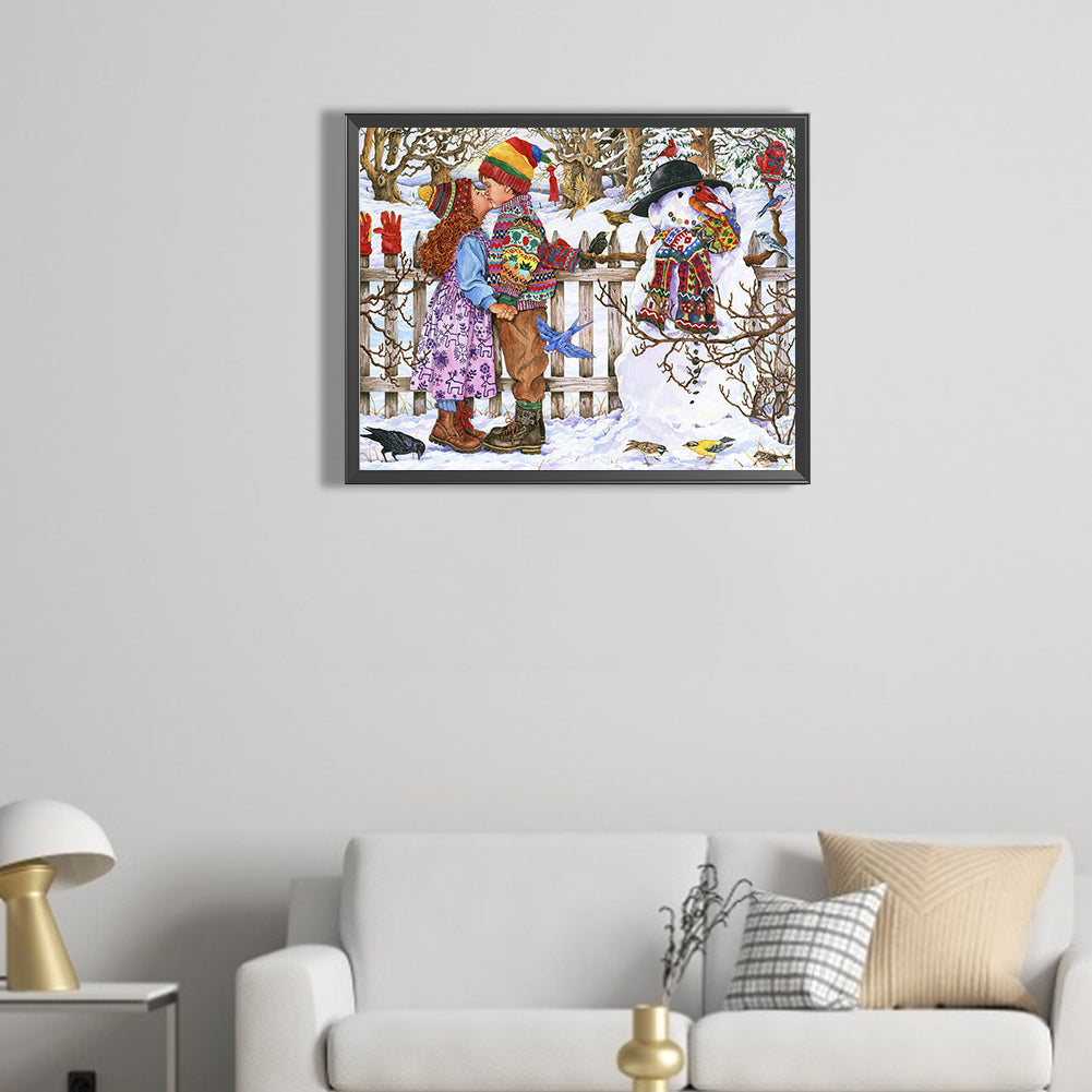 Kiss In The Snow - Full AB Round Drill Diamond Painting 50*40CM