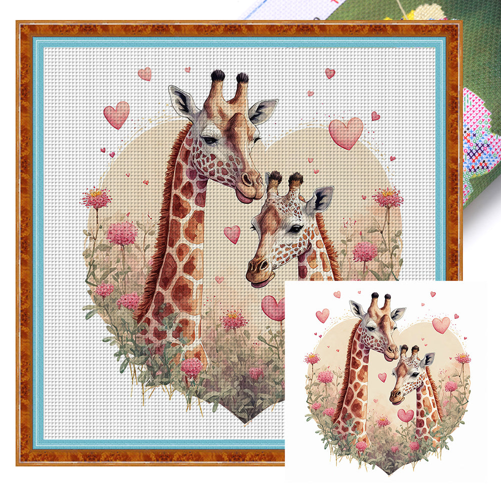 Love Giraffe - 11CT Stamped Cross Stitch 50*50CM