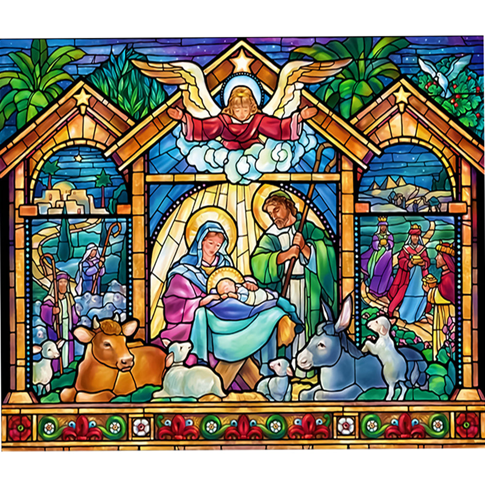 Glass Painting-Priests And Mothers - 11CT Stamped Cross Stitch 60*55CM