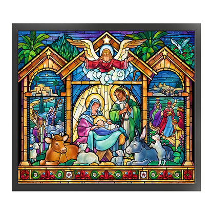 Glass Painting-Priests And Mothers - 11CT Stamped Cross Stitch 60*55CM