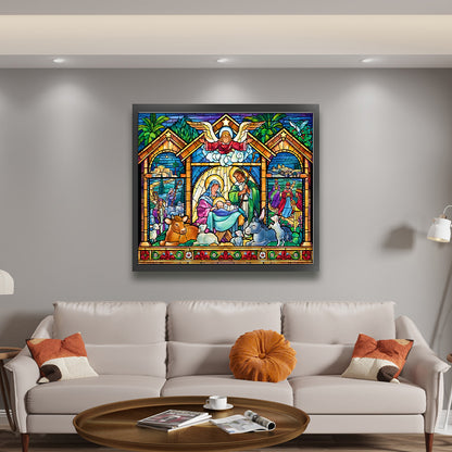 Glass Painting-Priests And Mothers - 11CT Stamped Cross Stitch 60*55CM