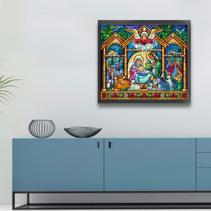 Glass Painting-Priests And Mothers - 11CT Stamped Cross Stitch 60*55CM