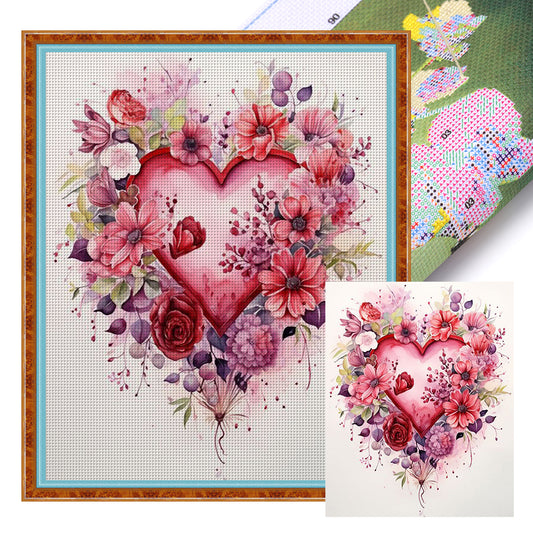 Love Flowers - 14CT Stamped Cross Stitch 40*50CM