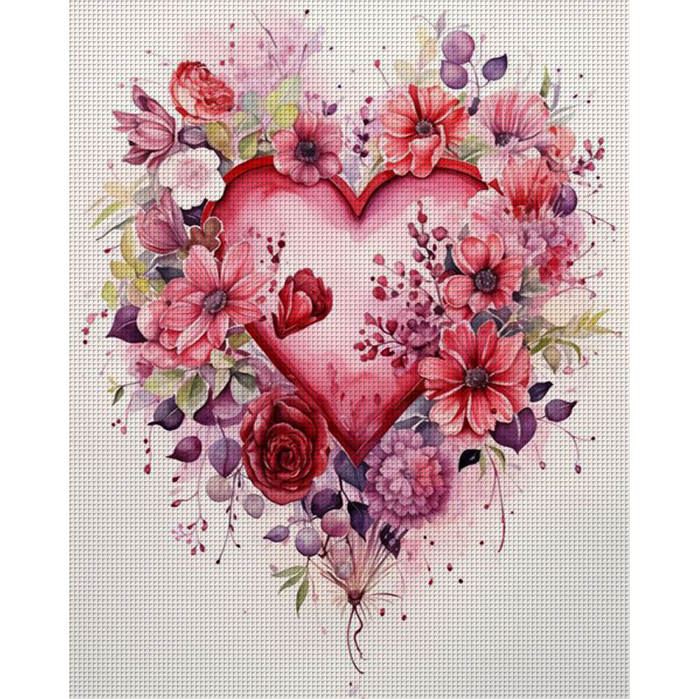 Love Flowers - 14CT Stamped Cross Stitch 40*50CM