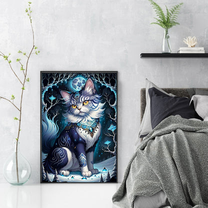 Cat Under The Moon - 18CT Stamped Cross Stitch 35*50CM