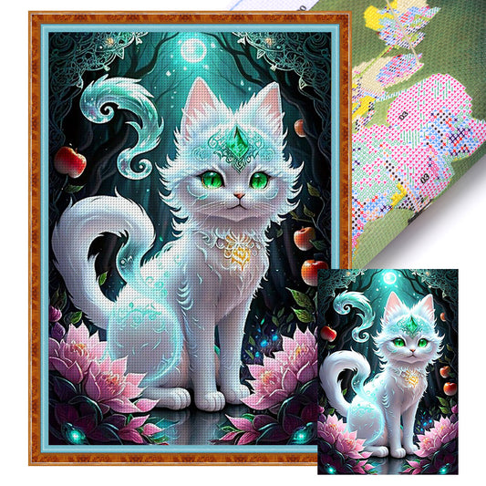 Cat Under The Moon - 18CT Stamped Cross Stitch 35*50CM