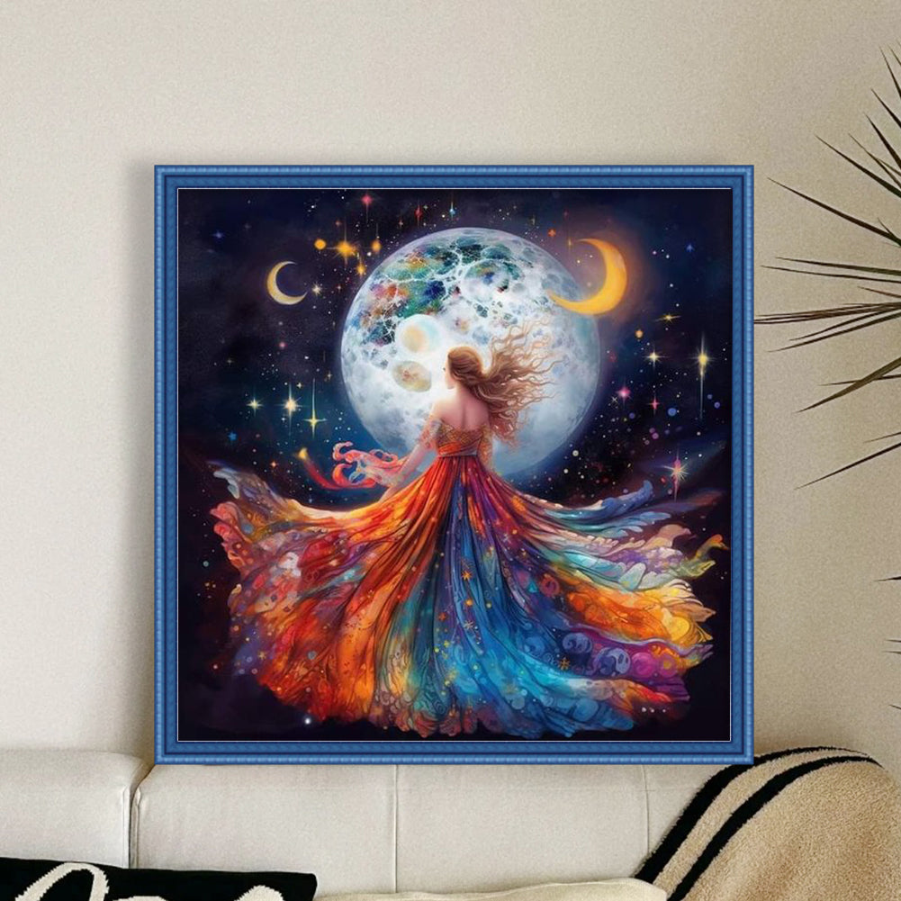 Beauty Under The Moon - 18CT Stamped Cross Stitch 40*40CM