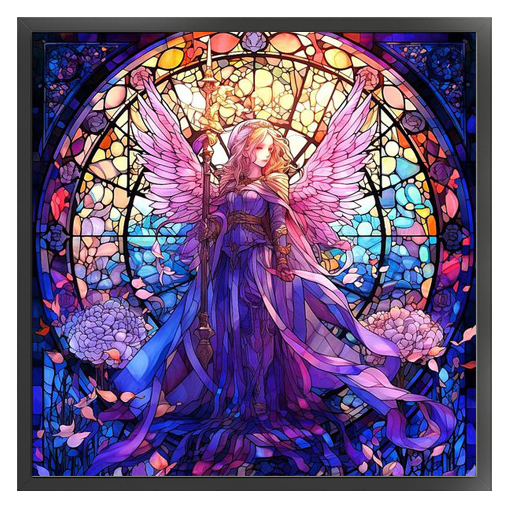 Glass Painting-Angel Girl - 18CT Stamped Cross Stitch 45*45CM